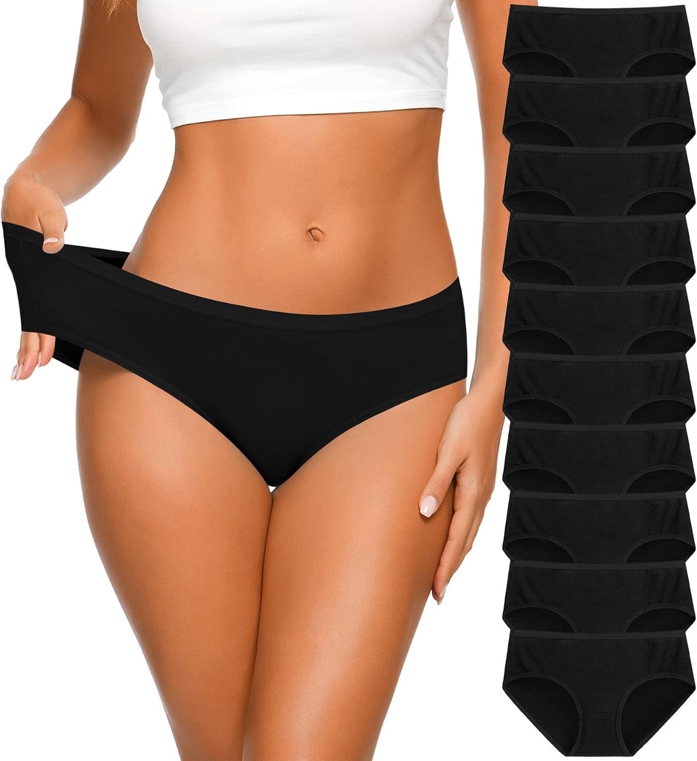 Women’s Cotton Bikini Panties High-Cut Full Coverage Stretch Cool Underwear