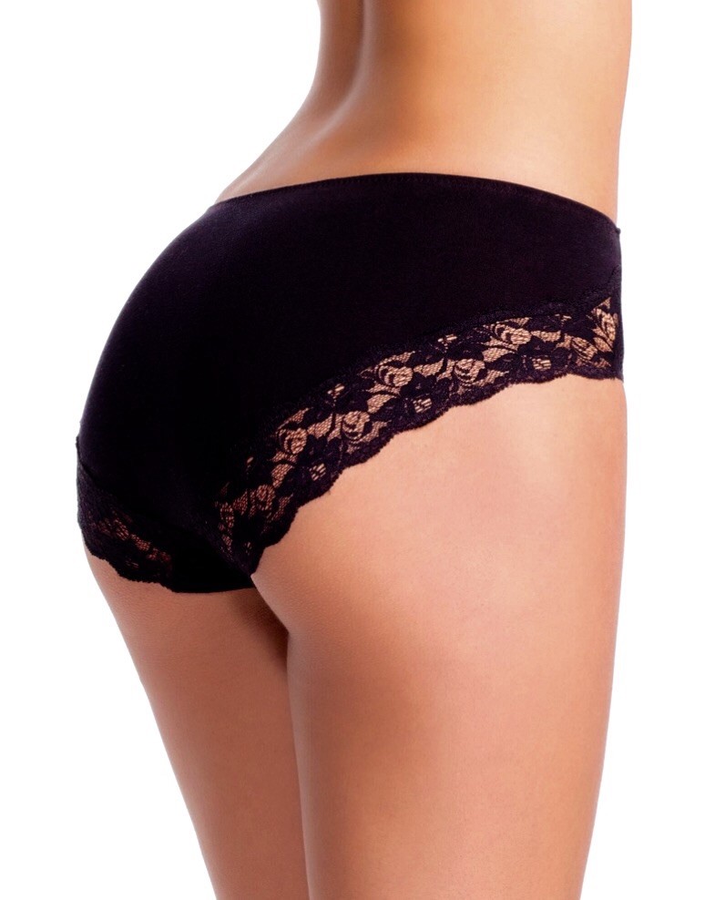 Women Panties,Bikinis”ILUSION” Size 2XL Black Soft W/Floral Fishnet Decoration