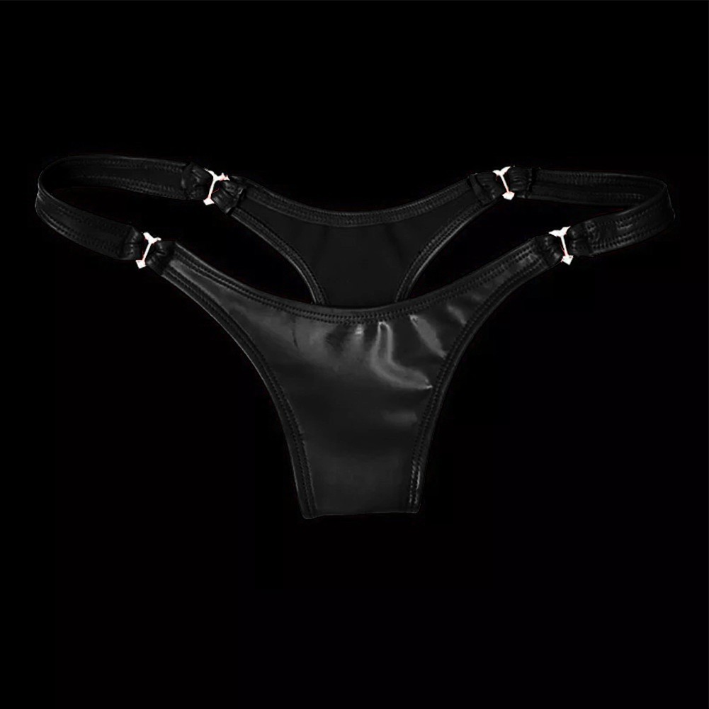 Red and Black Wet Look PVC Leather Thongs Gstring Panties Underwear Lingerie