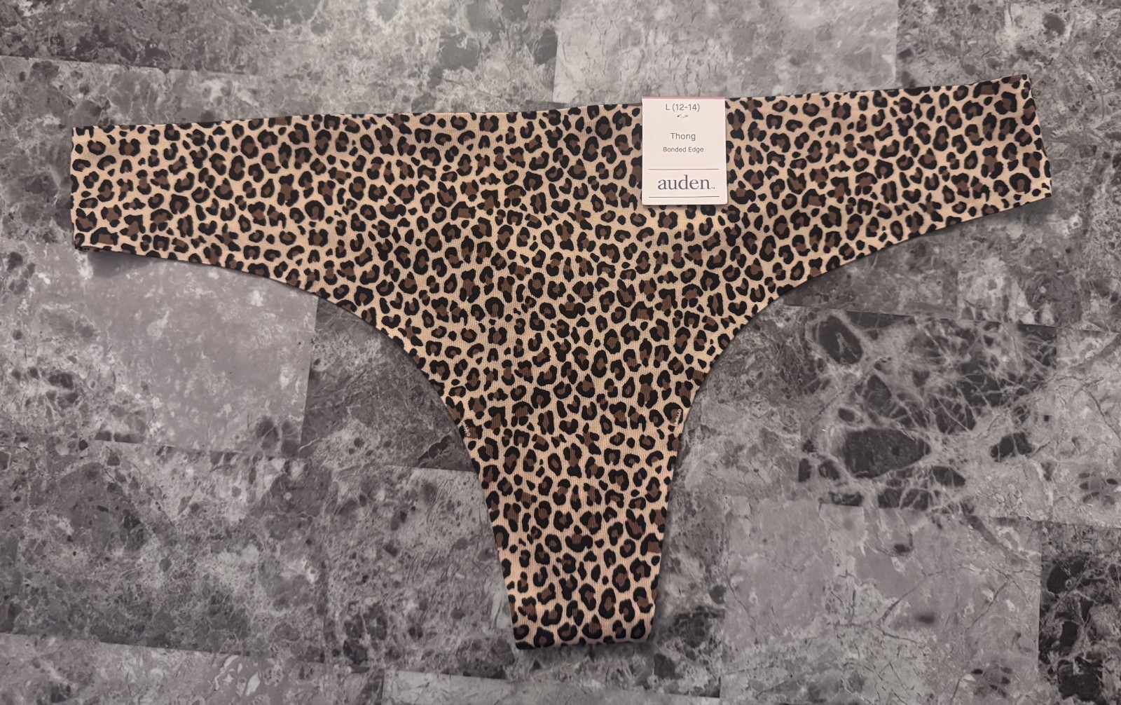 NWT AUDEN LARGE LEOPARD CHEETAH SMOOTH BONDED EDGE NO SHOW THONG PANTIES