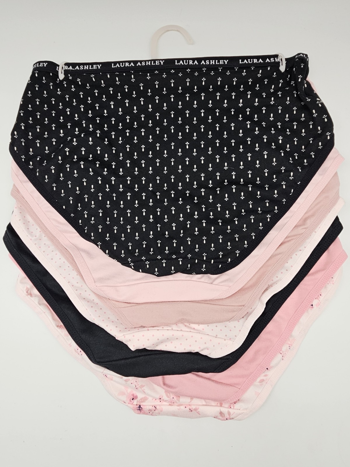 LAURA ASHLEY 7 Pack Women M L Microfiber Brief Panties Black Beige Pink Cream