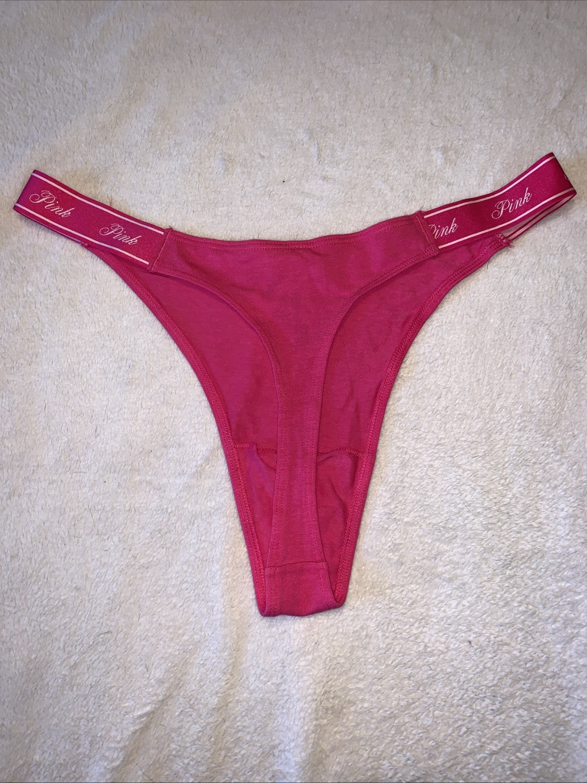 Victoria’s Secret Pink Thong String Cotton Panties XL Logo Band Pink NWT’s