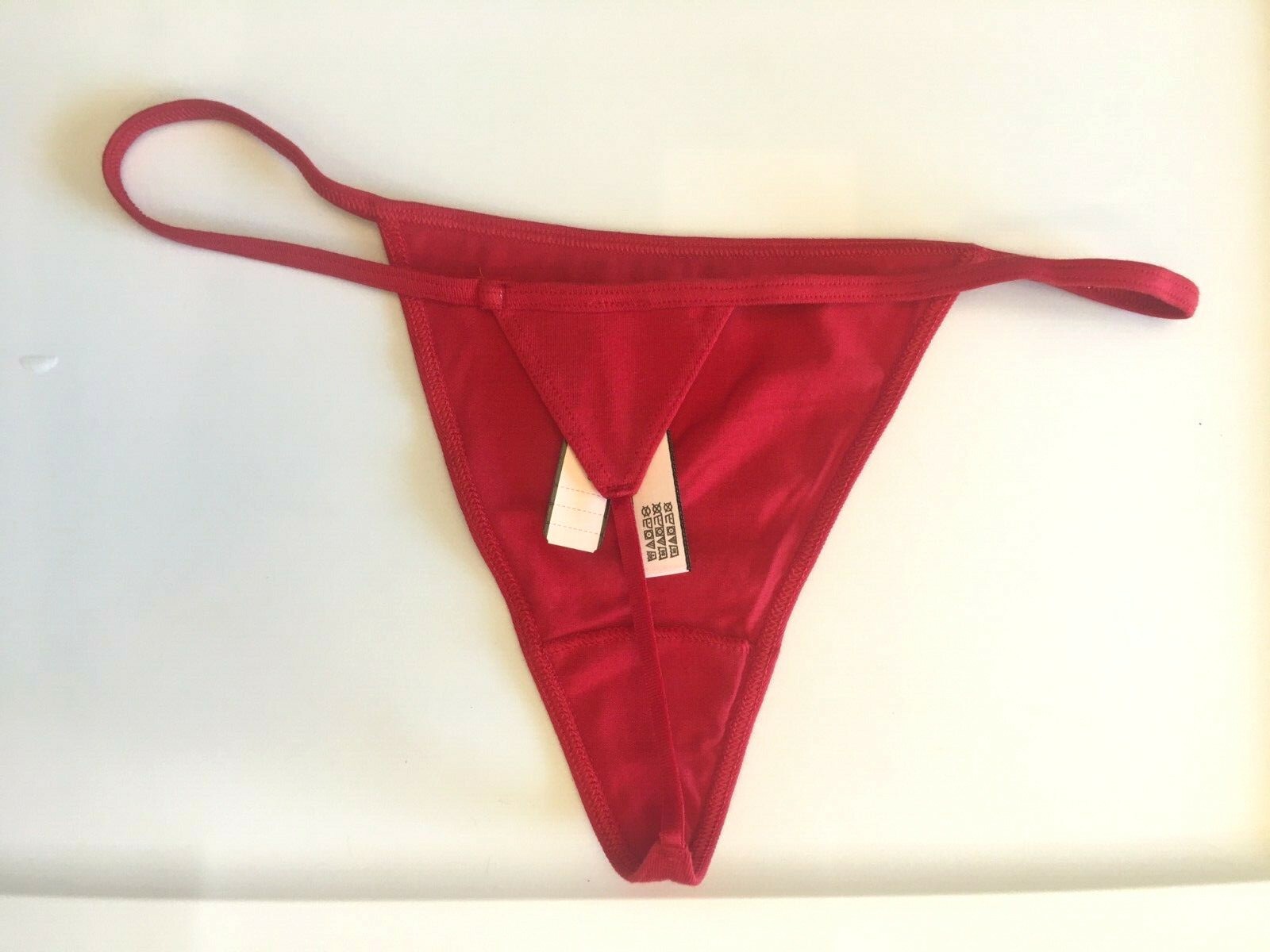 Victorias Secret Lipstick Red V-String Thong Panties Size M Sexy Cotton Modal