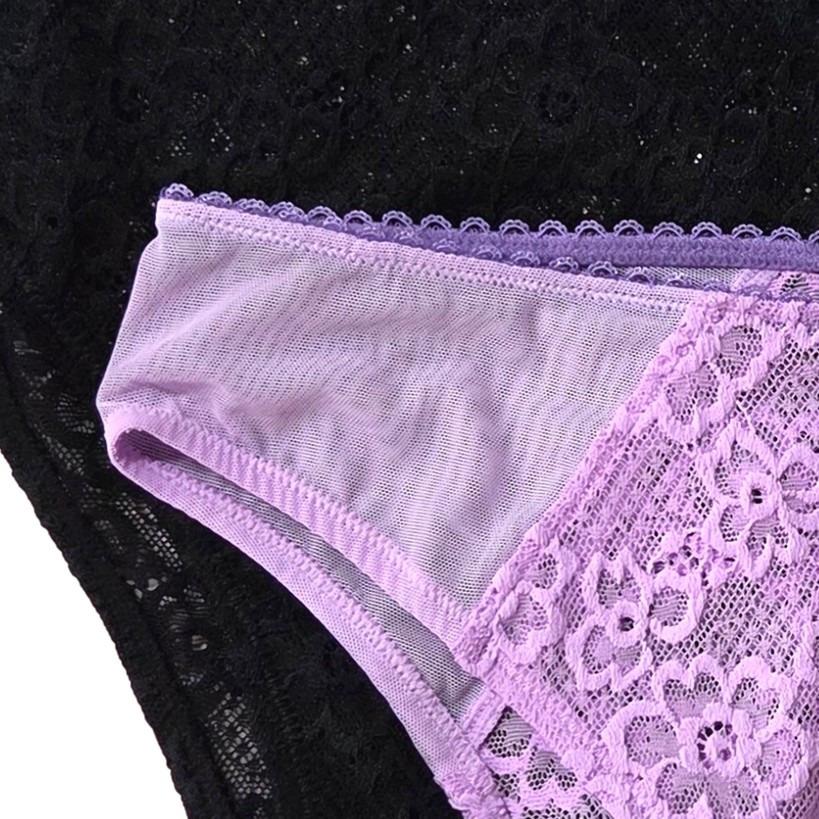 Parade Womens 2 Pack Brief Underwear Purple & Black Lace Panties Set