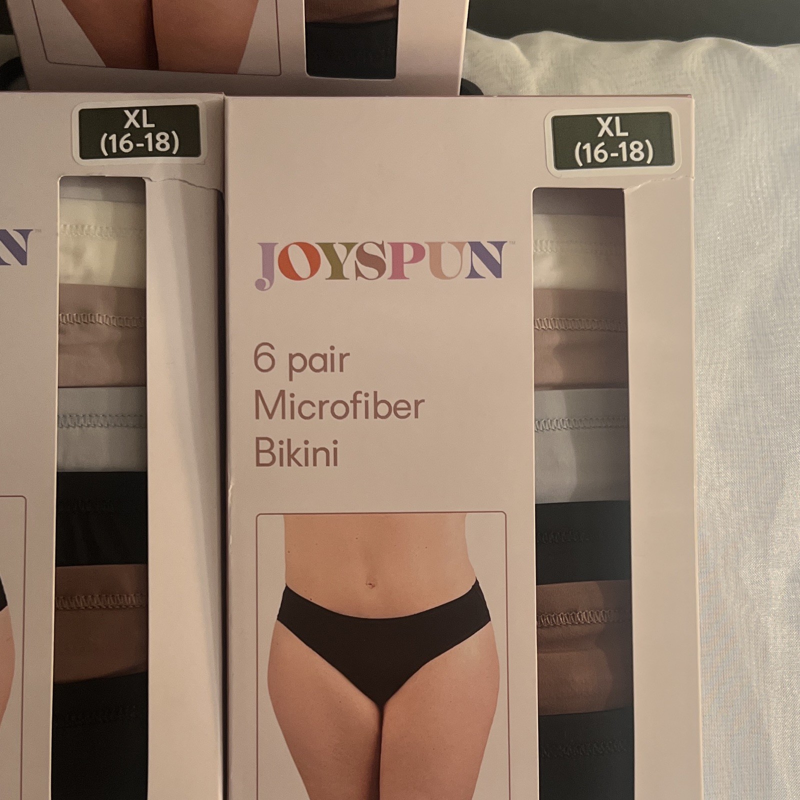 Joyspun Seamless Tagless No-Show Microfiber Bikini Panties 6 Pack XL (16-18)