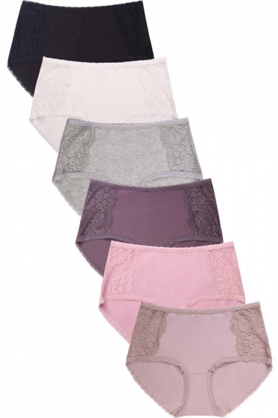 6 Pack Women Ladies Lace Trim Comfortable Cotton Bikini briefs panties Underwear