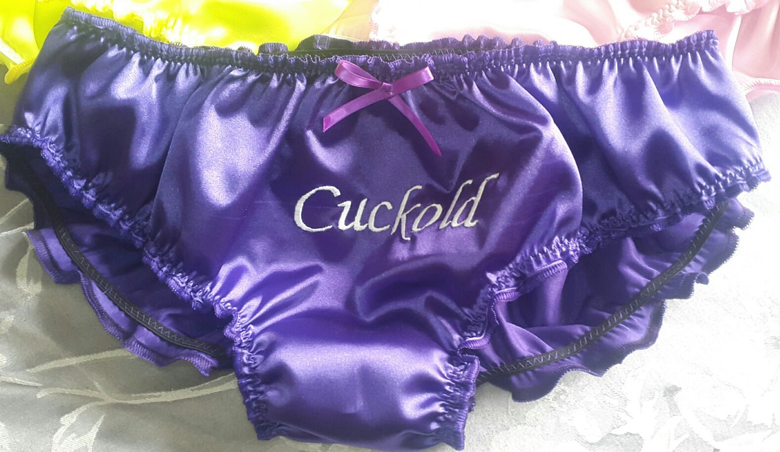 🌸MADE TO ORDER* Personalised EMBROIDERED “SATIN SISSY” Knickers any colour🌸