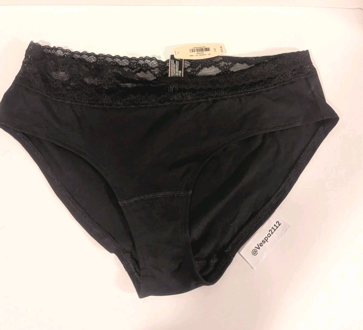 Vintage Victorias Secret Hip Hugger Black Panty Cotton Low Rise Lace NWT 2015
