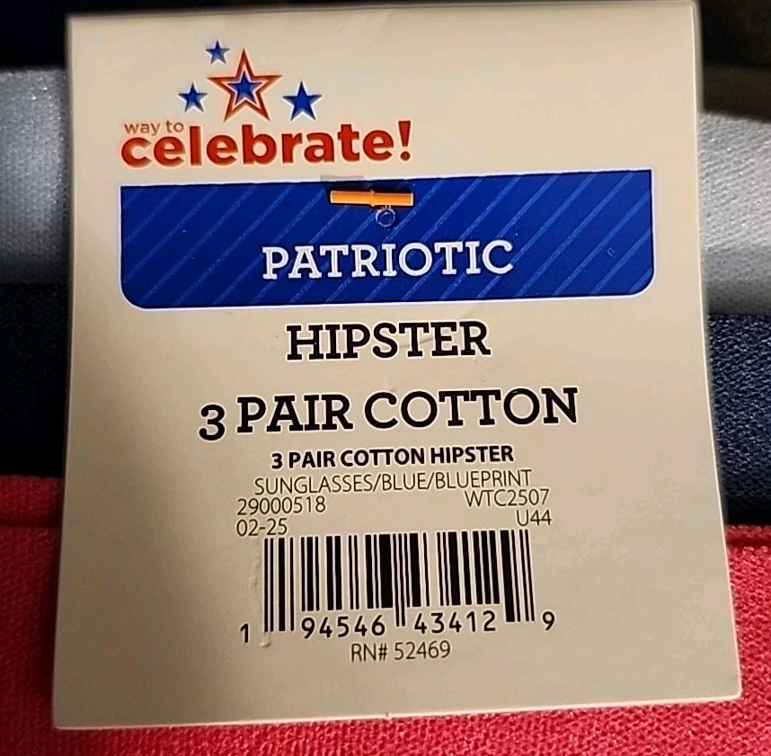 NWT Way To Celebrate Hipster Panties 3-Pack Cotton Blend Size Small Multicolor