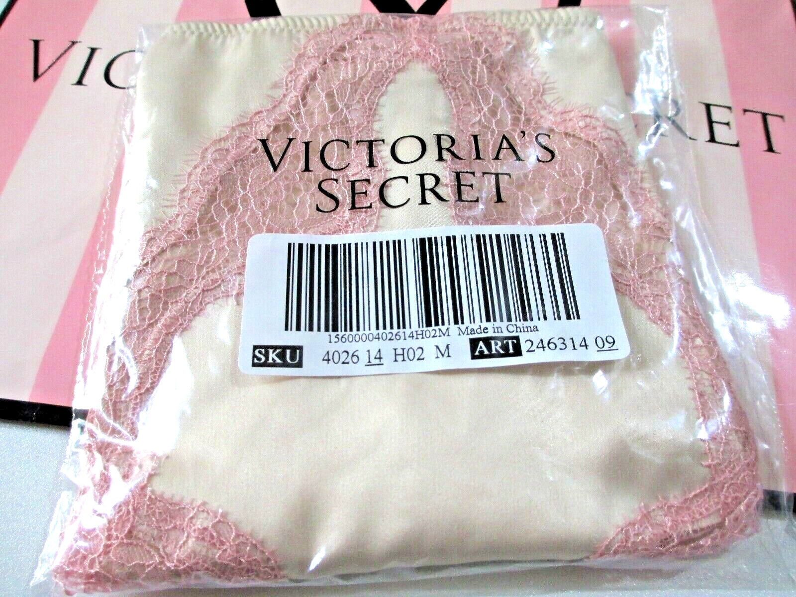 VICTORIA’S SECRET DREAM ANGELS High Waist Brazilian Panty M Satin Pink Ivory VS