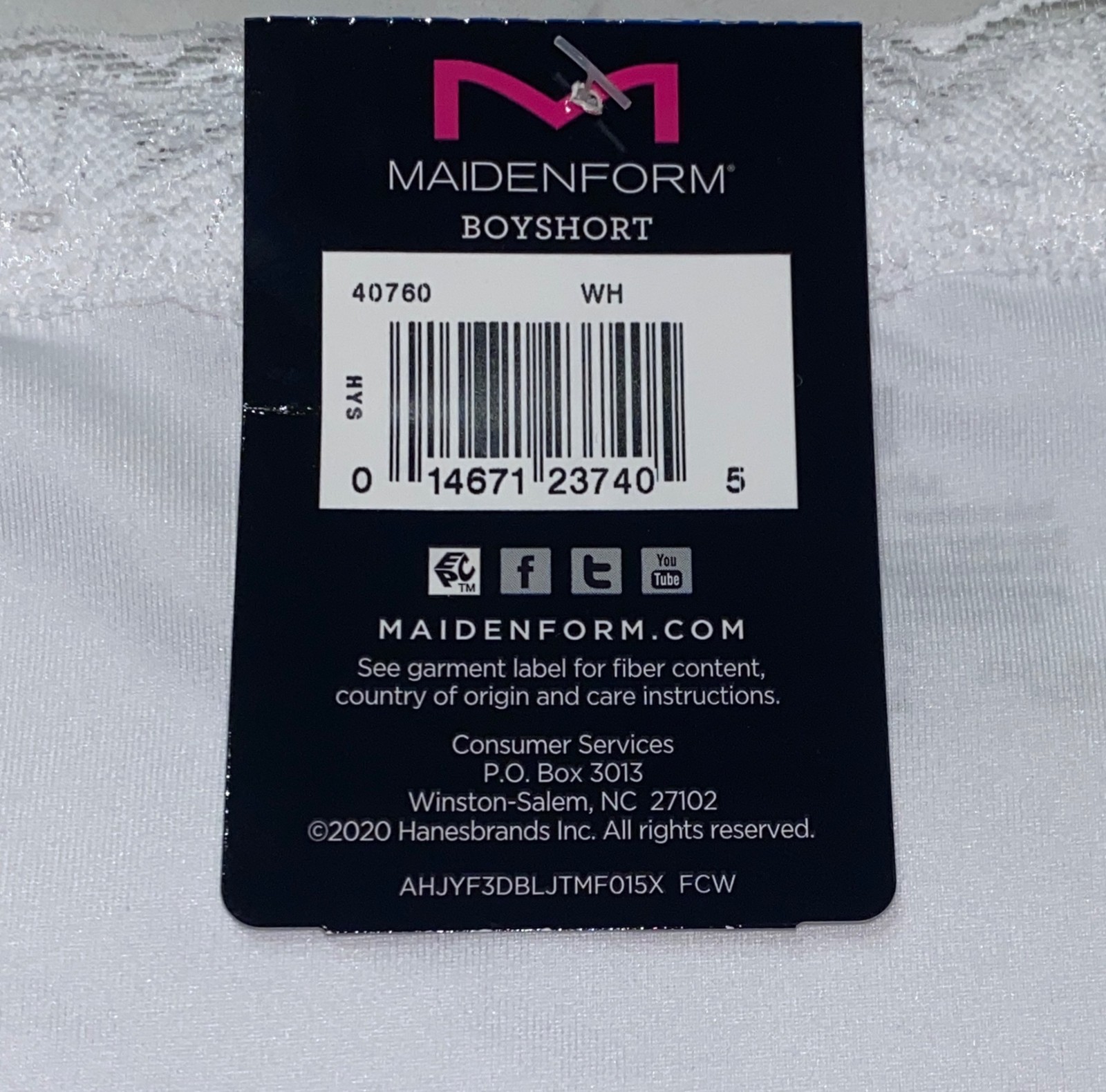 MAIDENFORM Fabulous Fit Classic Lace Trim White Boyshort Panty Womens S 5 XL 2XL