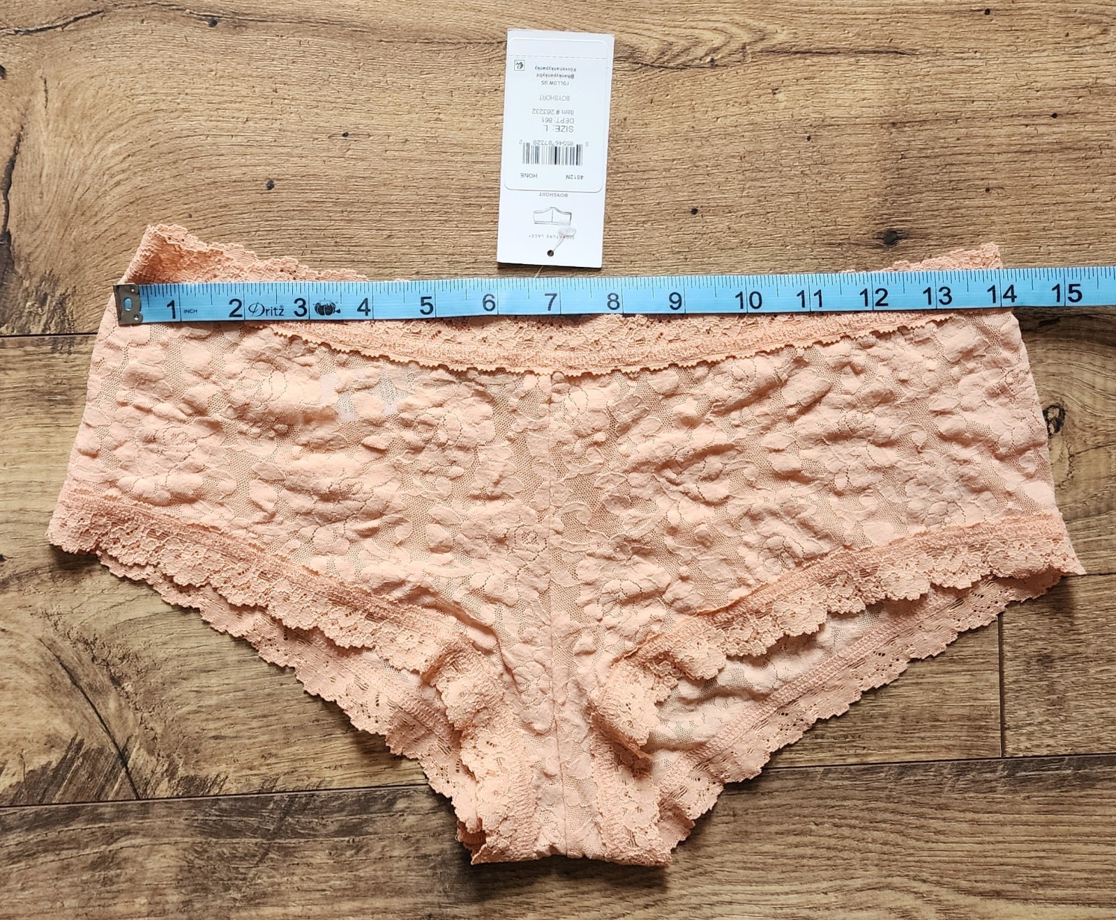 NWT HANKY PANKY STRETCH LACE BOYSHORT PANTIES 4812N HONE PEACH NUDE LARGE