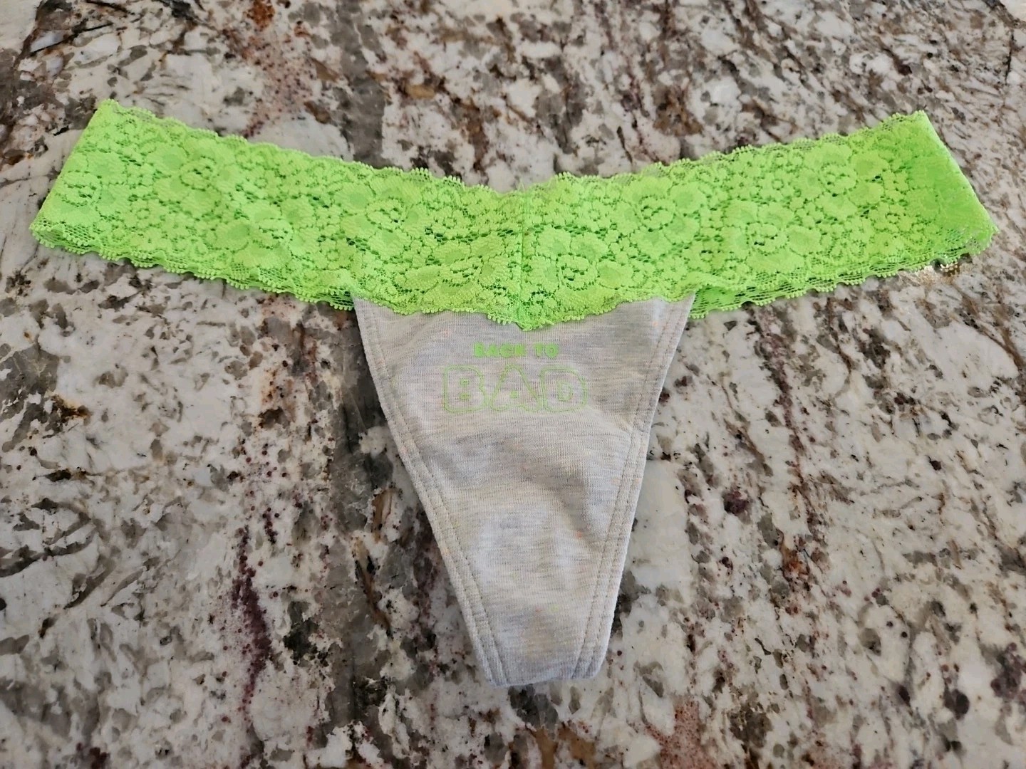 True Vintage Victoria Secret PINK Extra Low Rise Thong “BACK TO BAD” Size Small