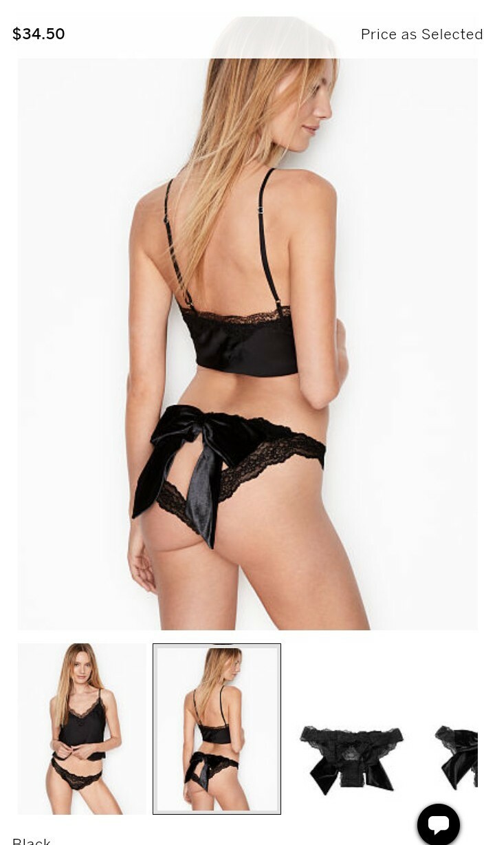 Vs dream angel velvet bow back cheekini Panty BRAND NEW SIZE large black