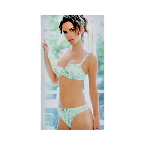 Splendour MINT Green/Brown Silk Chiffon/Lace High Leg Thong