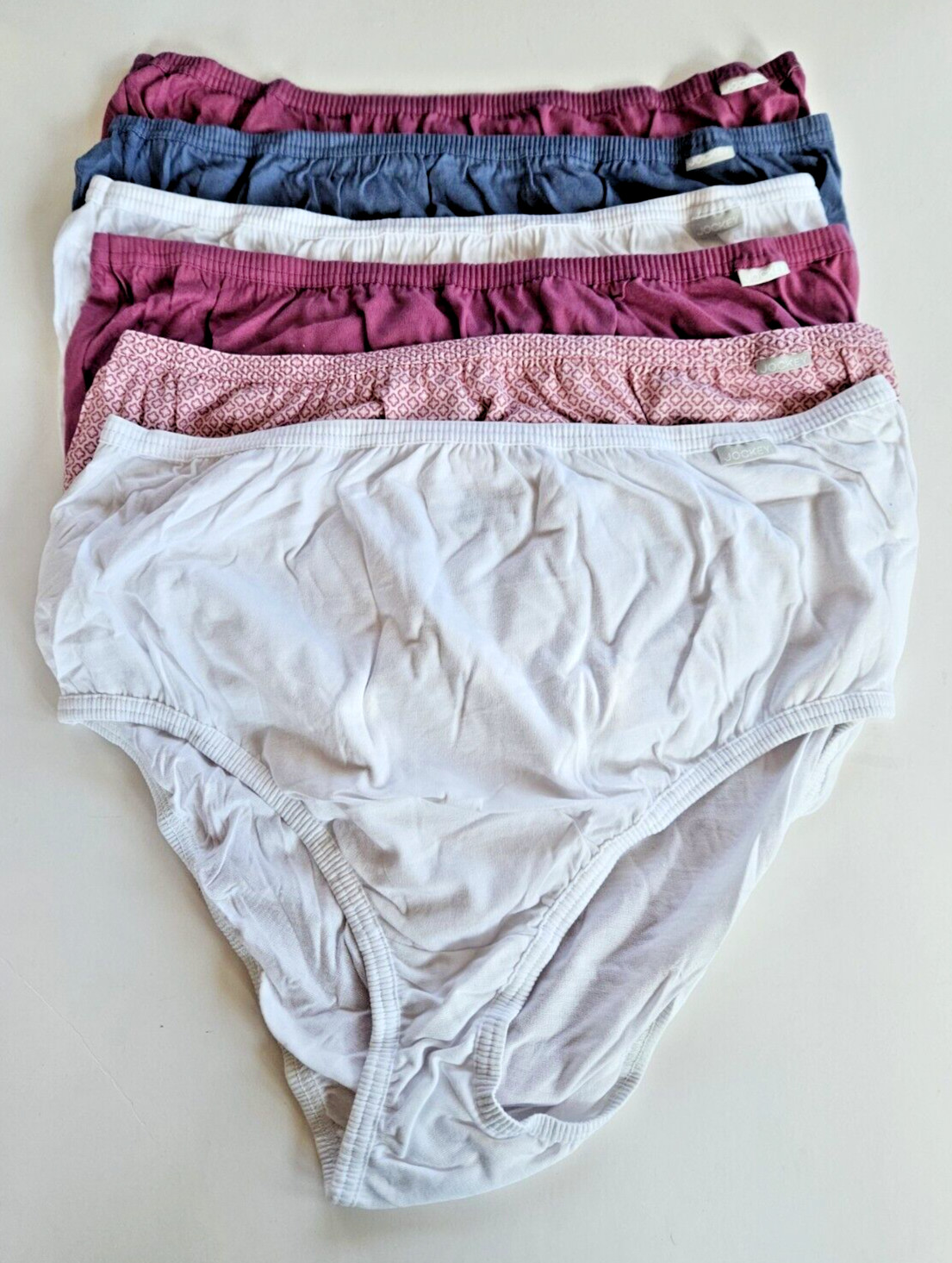 JOCKEY Women’s 11 Briefs Cotton Elance Underwear Panties 6 pr White Blue NEW