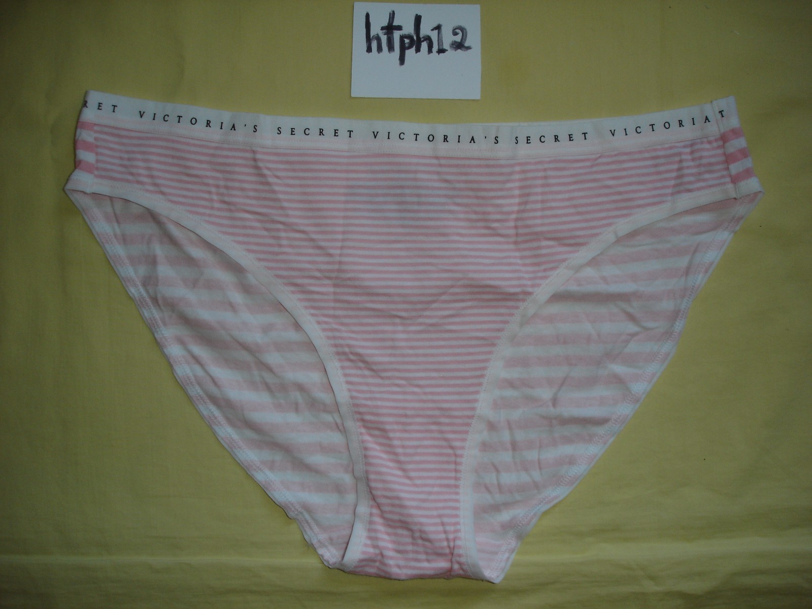 NWT Victoria’s Secret Signature Waist Stripes Cotton Low Bikini L Panties Rare