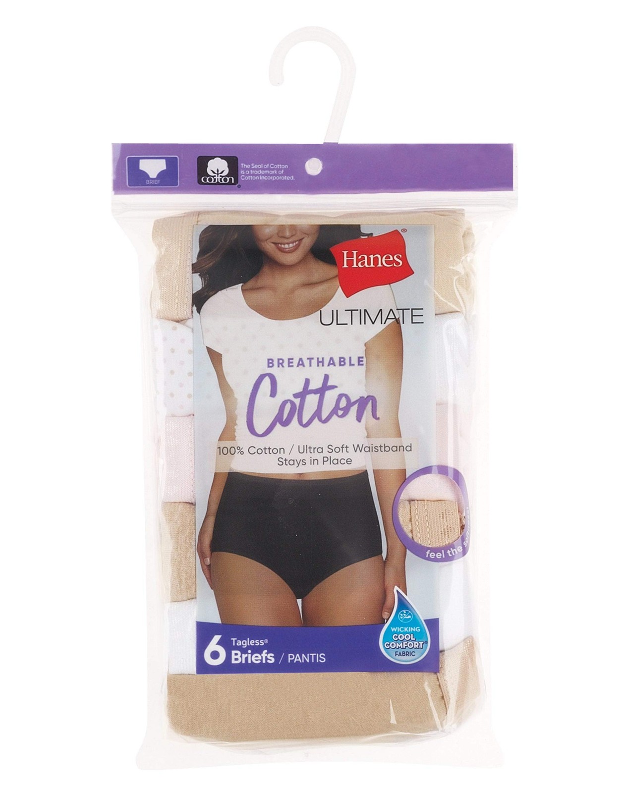 Hanes Ultimate Women’s 6-pack Breathable Cotton Panty Briefs White 6