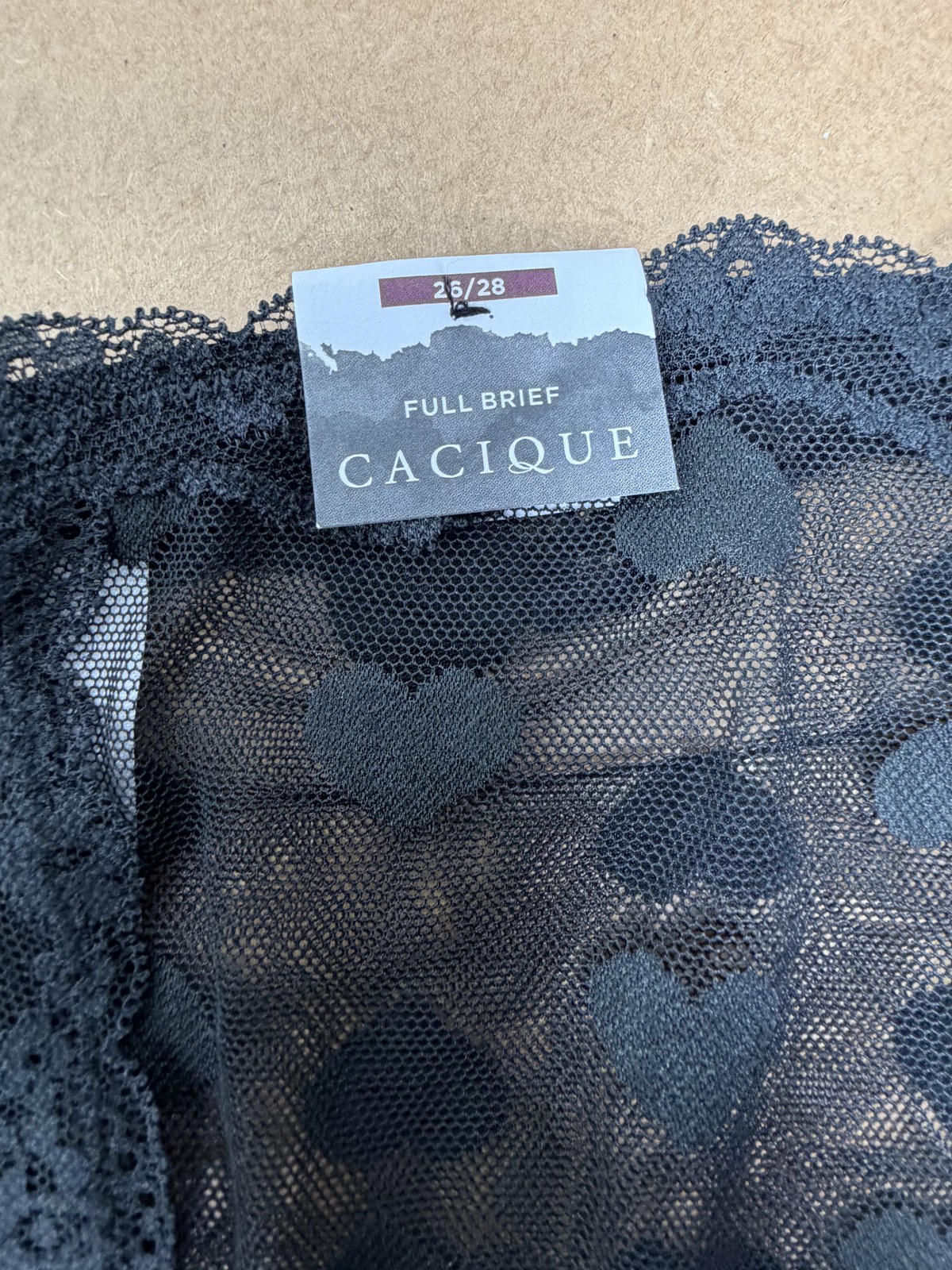 2 X NEW Lane Bryant Cacique Brief Hearts Mesh Lace Panties Black Size 26/28 Plus