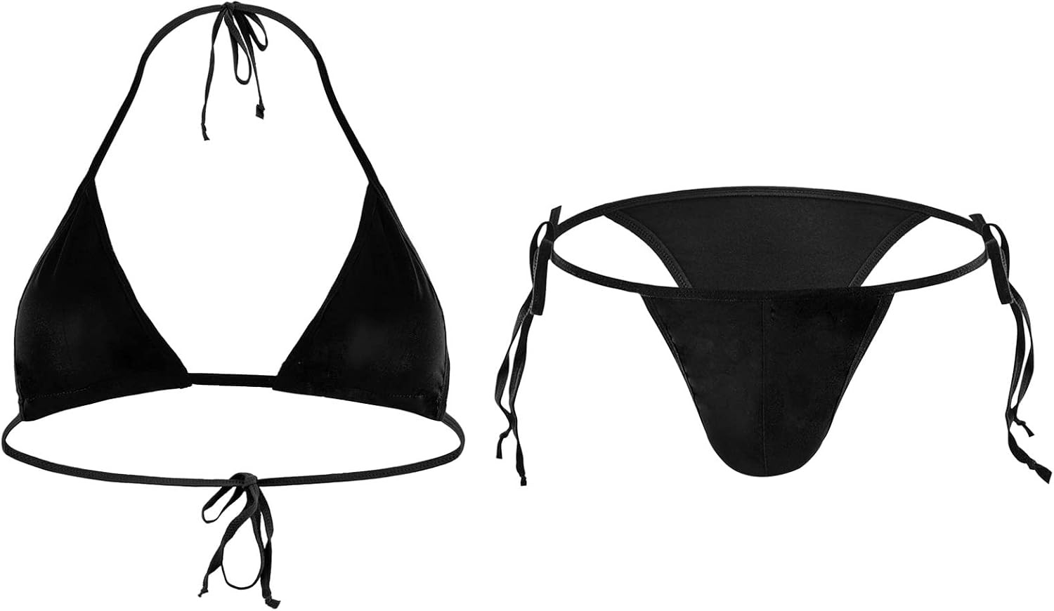 Men’S Adjustable Sissy Underwear 2 Pcs Sexy Bra Bikini Panties Set Halter Bra Br