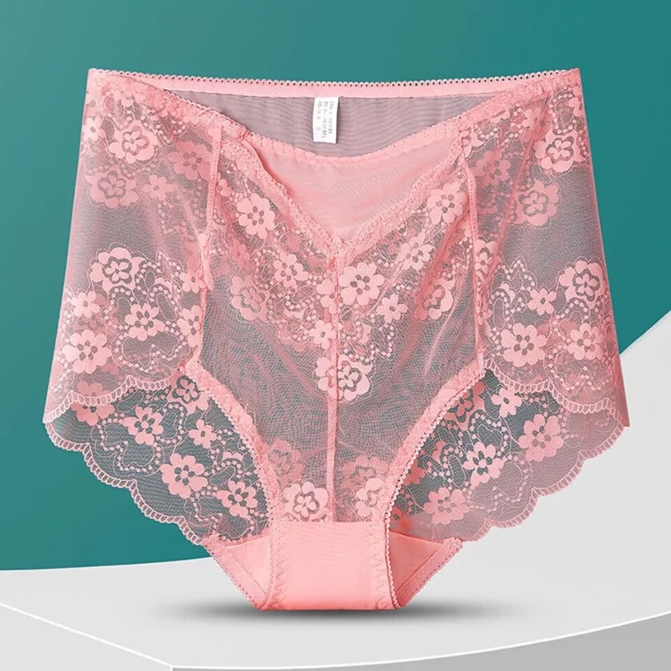 2 Pack High Waist Briefs Tummy Control Girdles Lace Shaper Panties M-3XL