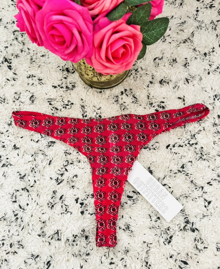 UO Out from Under Modern Love Mesh Thong Underwear Rose/ Tyrie Color Size L