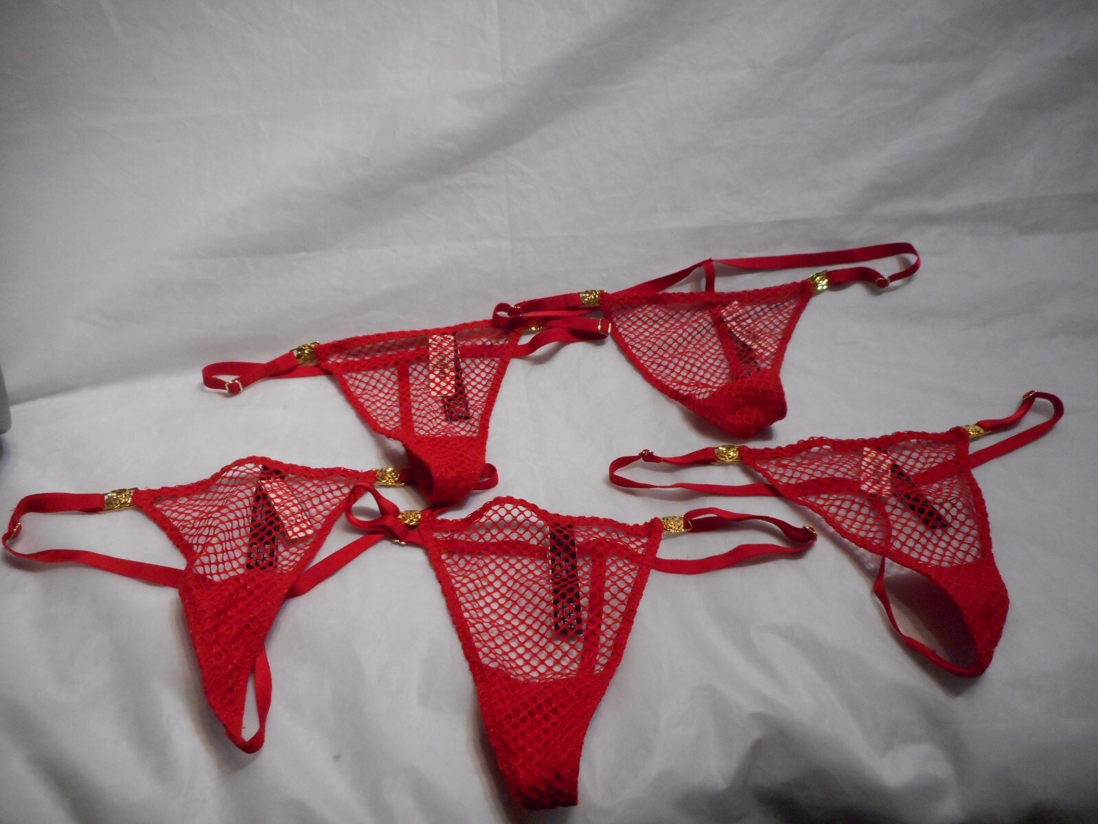 Victoria’s Secret Red/Gold Netted V String XS,S/P, & Medium