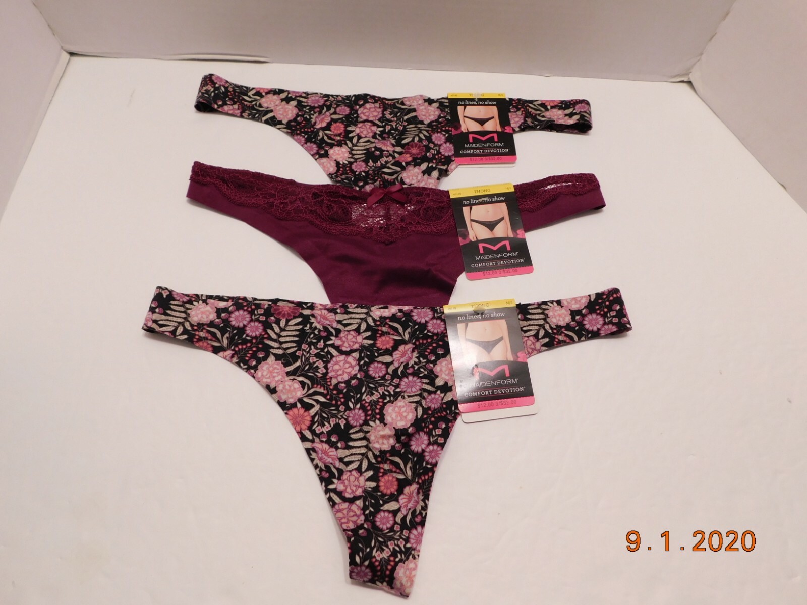 Maidenform 3 Pairs Comfort Devotion Thong Panty, Size M/6 Mixed Lot 40149 NWT