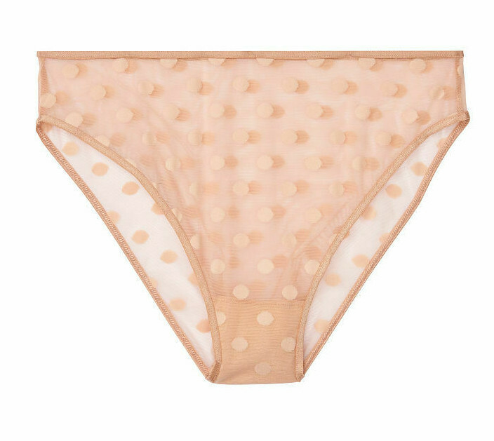 L Beige All Over Sheer Dot Mesh Victorias Secret No Show High-leg Cheeky Panty