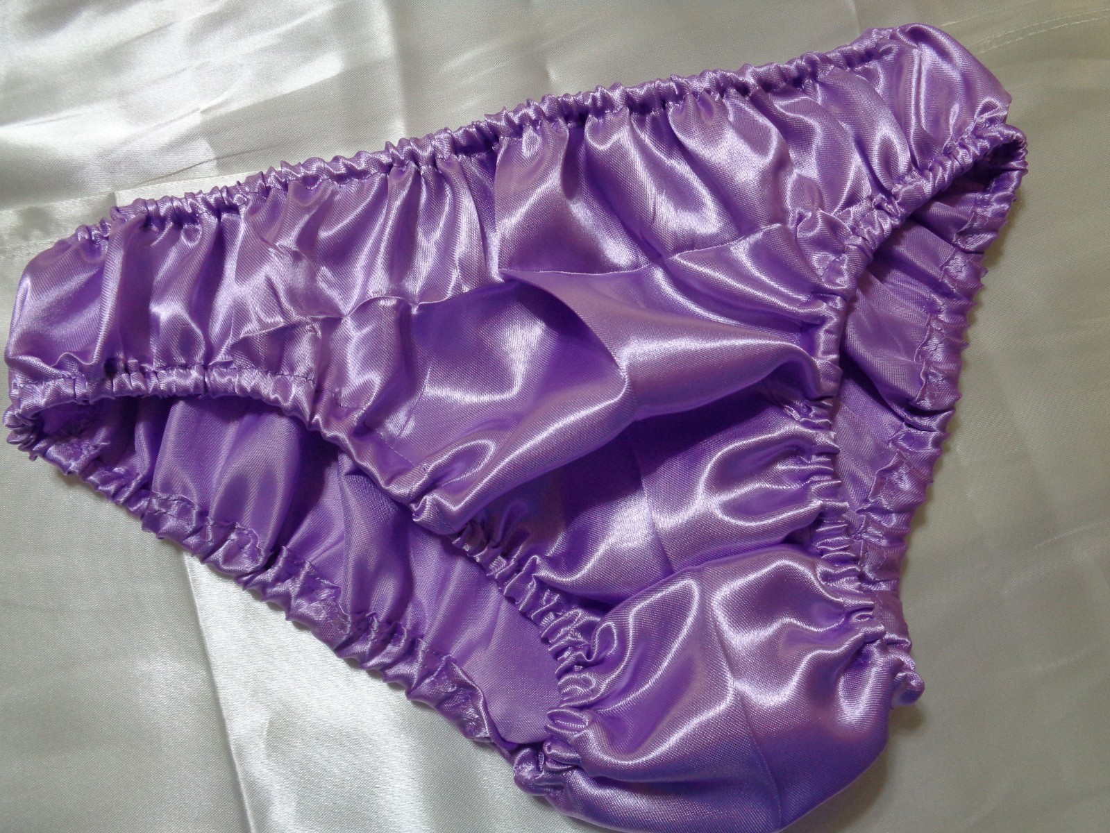 adult sissy pretty purple frilly men satin bikini panties bloomer dress-up 34-47