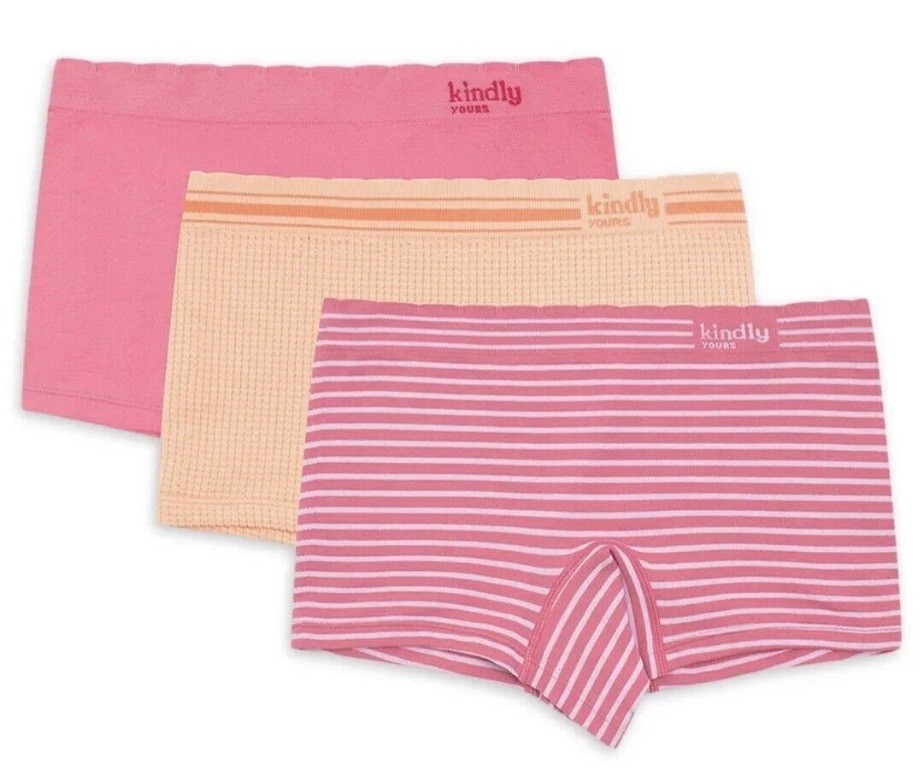 Kindly Yours Women’s Sustainable Seamless 3-Pack Boyshort Panties – Size Small