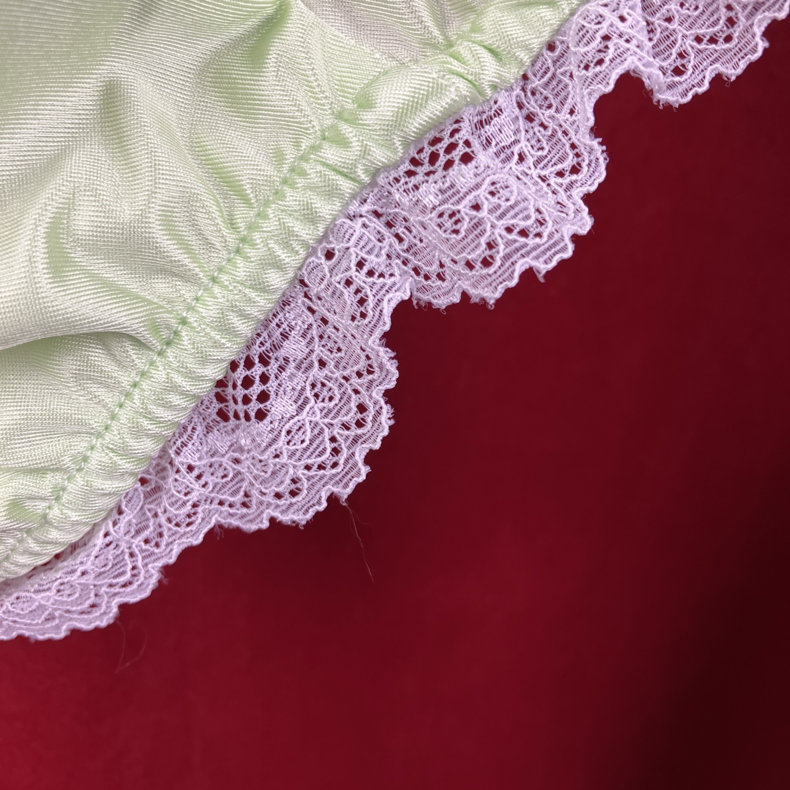 NIP L Can-Can Granny Panty Silky Nylon Satin Lace Bow Brief Sissy Vintage styl