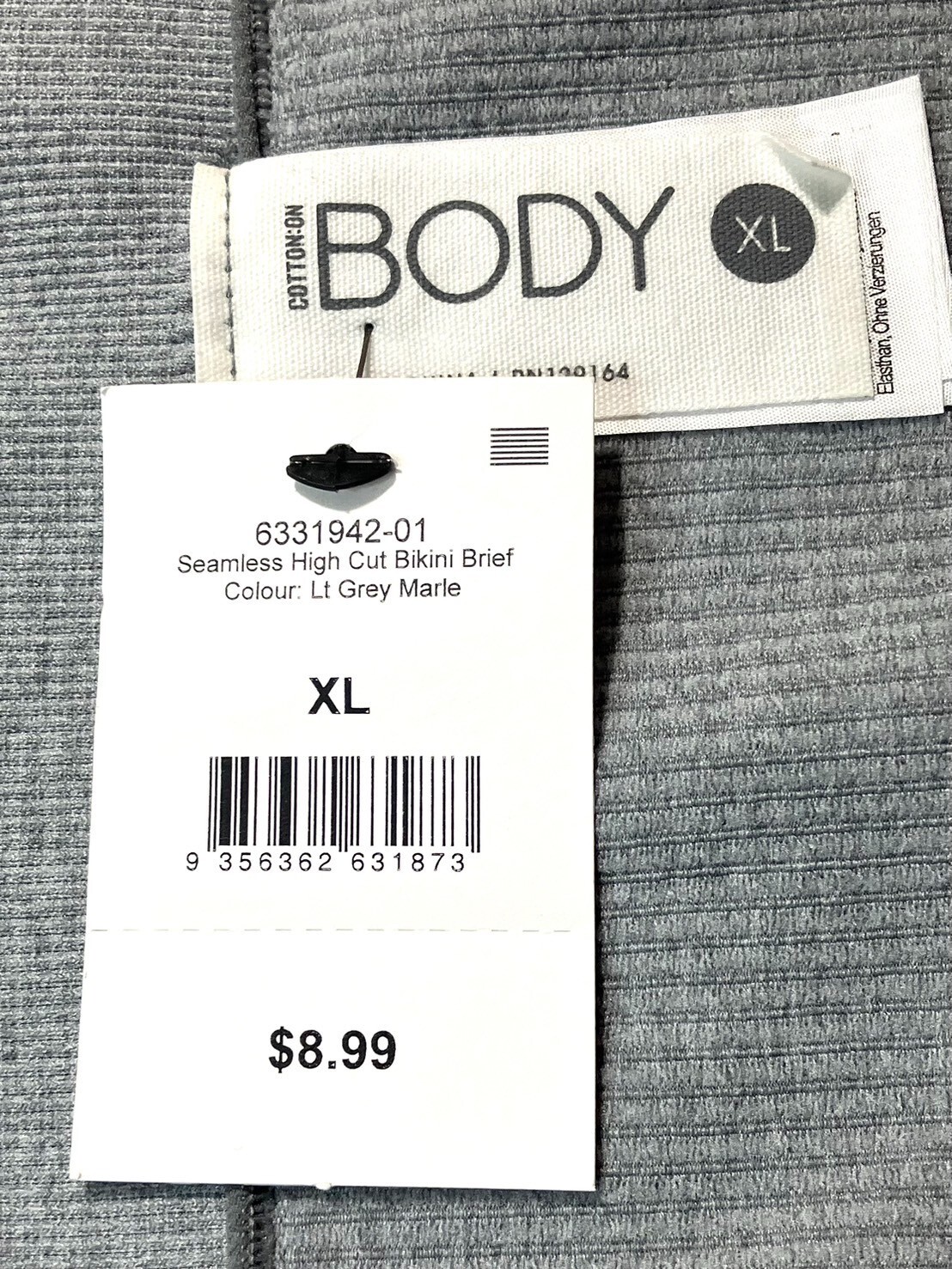 NWT COTTON:ON Women’s XL Seamless High Cut Bikini Brief Grey Marle 6331942-01