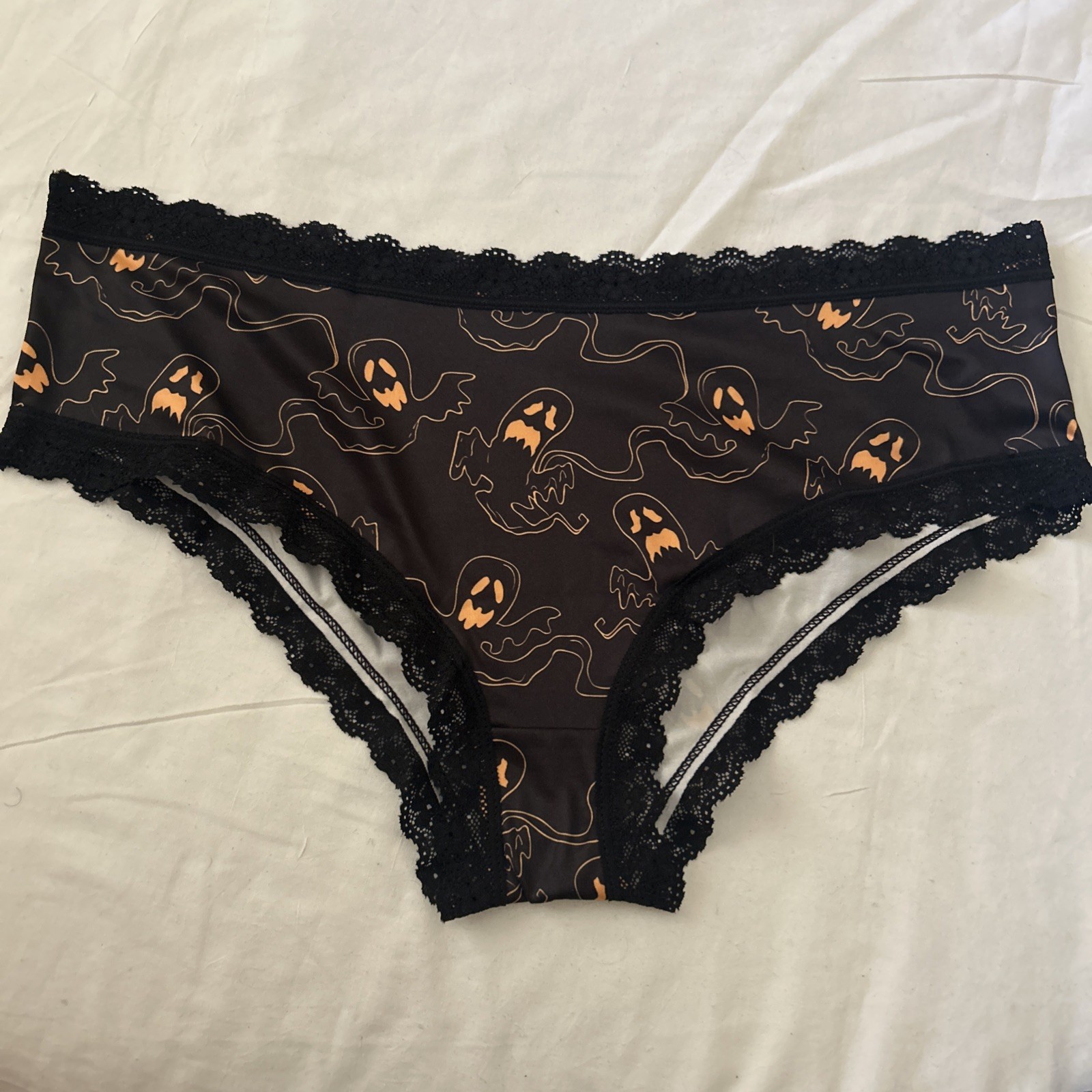 Morvia Halloween Emo Goth Punk Biker Ghost Panties Underwear Lace Plus Size XXL