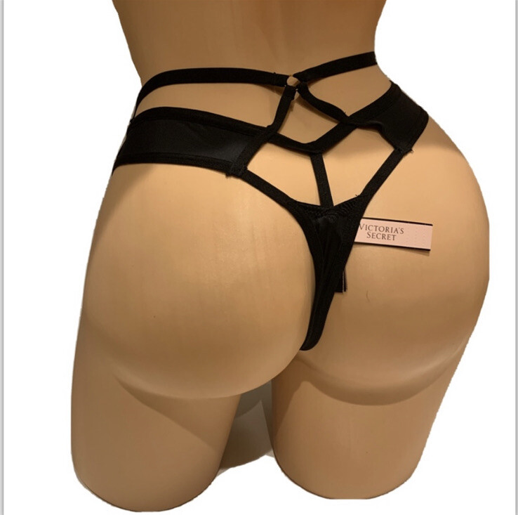 Victorias Secret Very Sexy Ring Strappy Caged Cut Out Micro Satin Thong Panty
