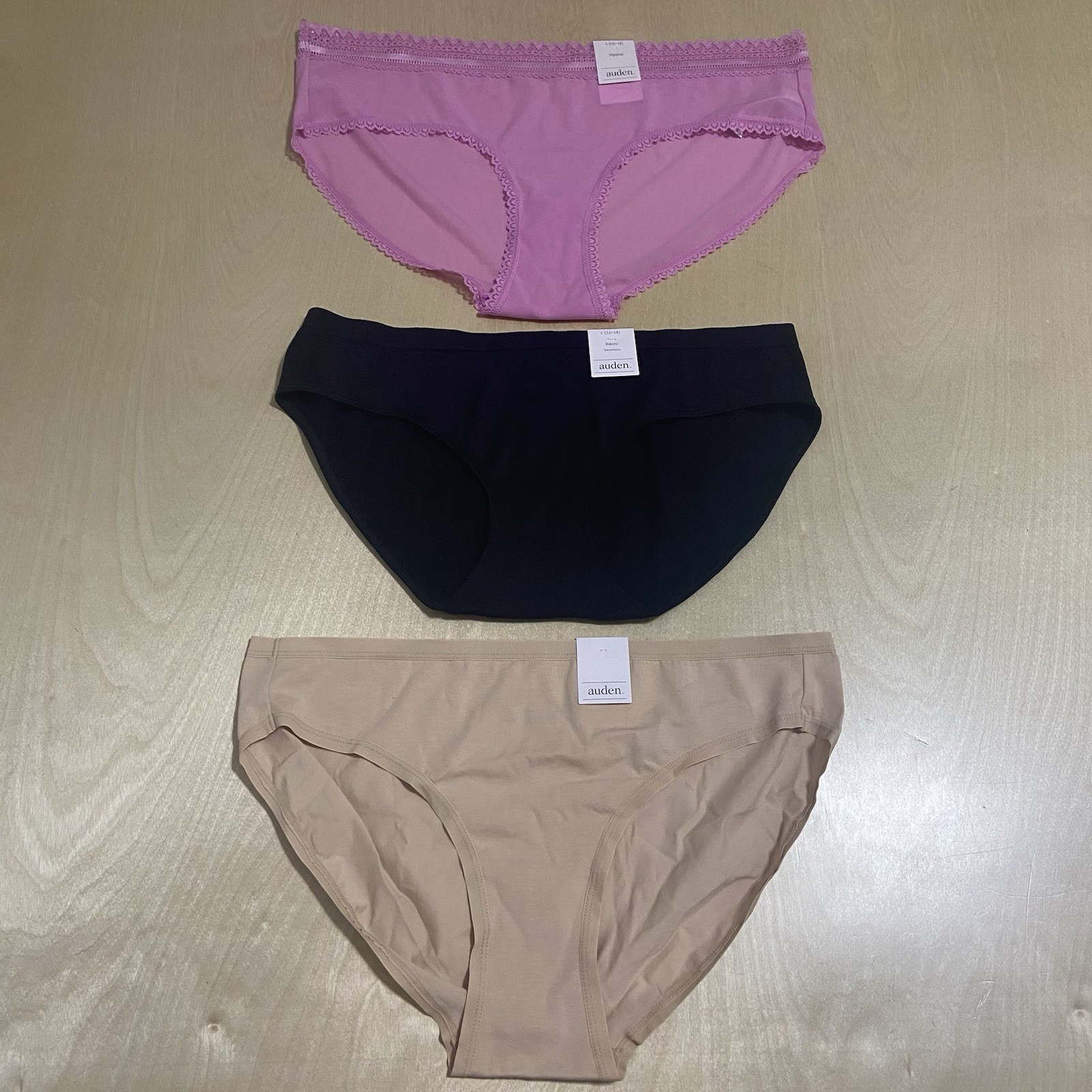 Auden Women’s Size Large (12-14) Assorted Variety Soft Panties 3 Pack