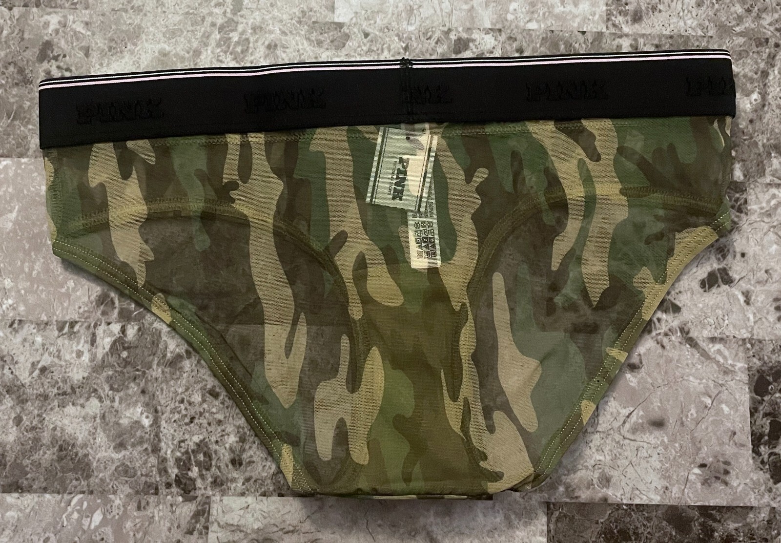 NWT VICTORIA’S SECRET PINK CAMOUFLAGE CAMO MESH THICK BAND HIPHUGGER PANTIES