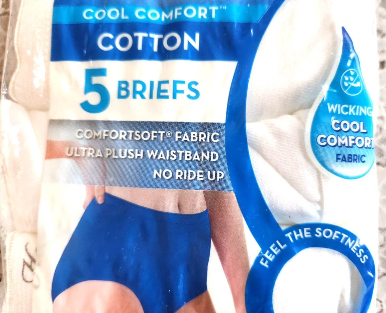 5 Pack HANES TAGLESS BRIEFS, 5 White Cool Comfort Cotton, Women’s 8/XL, New