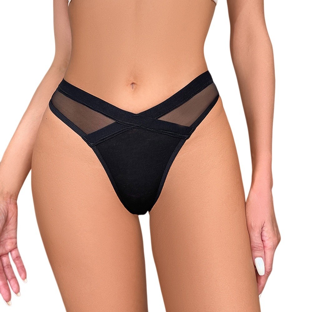Soft Polyester Thong for Women with Mesh Panel Great for Beach Outings