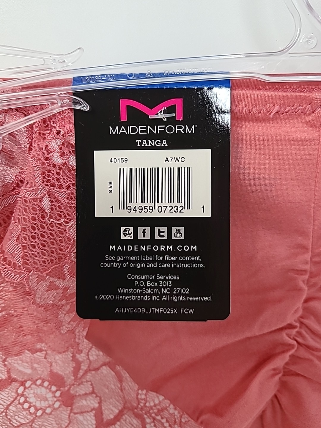 Women’s Maidenform 40159 Comfort Devotion Lace Back Tanga Panty Pink XL LOT OF 2