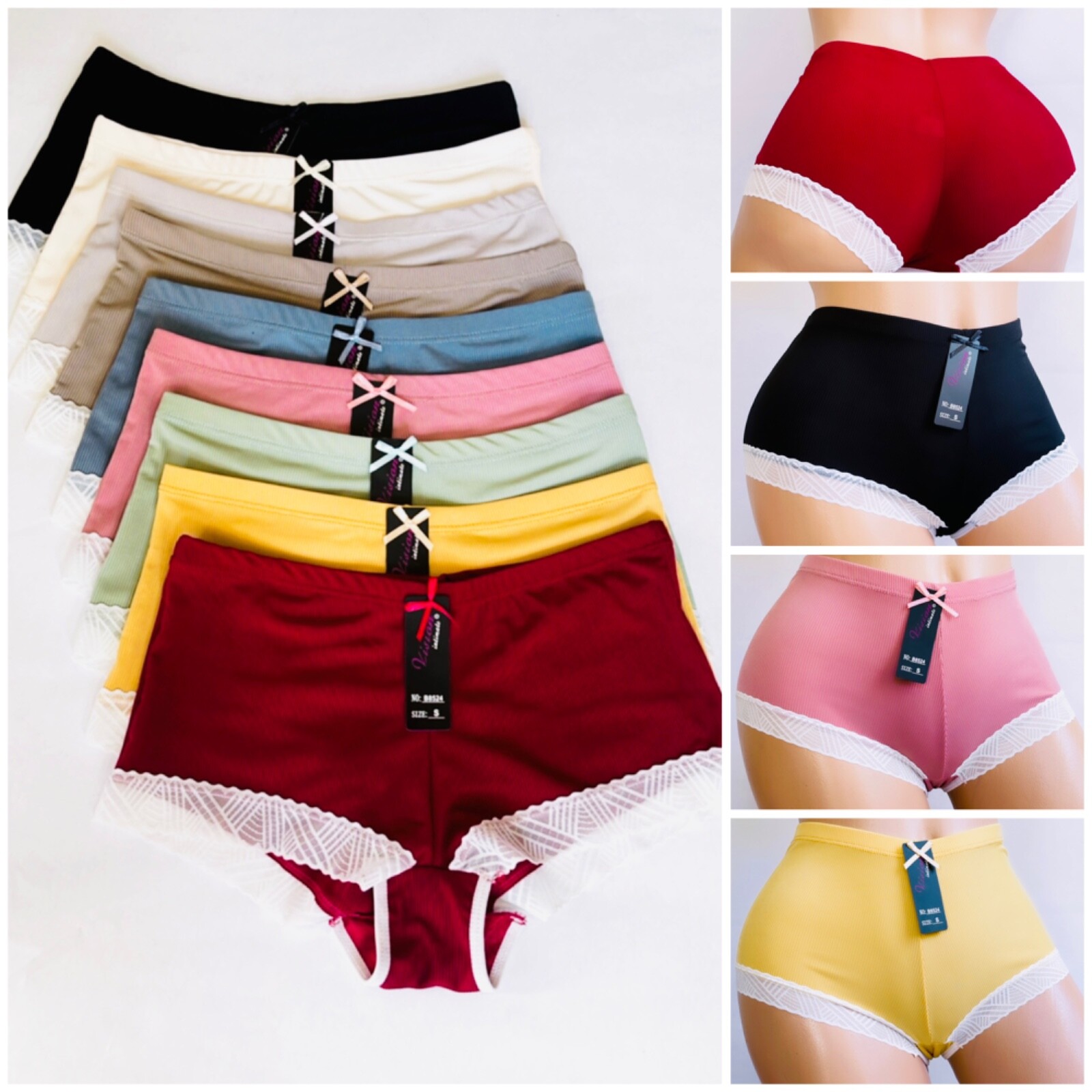 6-Pack Women’s Lace Boyshorts Bikini Panties Sexy Boy Shorts Panty Underwear 524