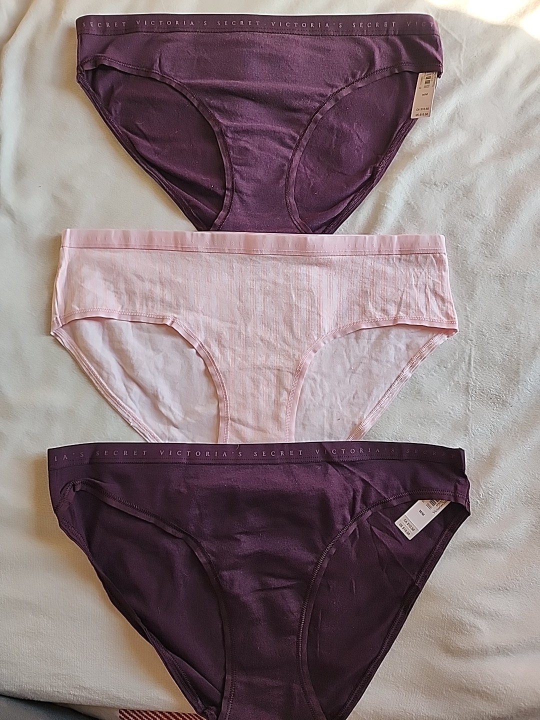 3 NWT VICTORIA ‘S SECRET PANTY BIKINI CHEEKHIPHUGGER Cotton Blend, Sz M RN 54867