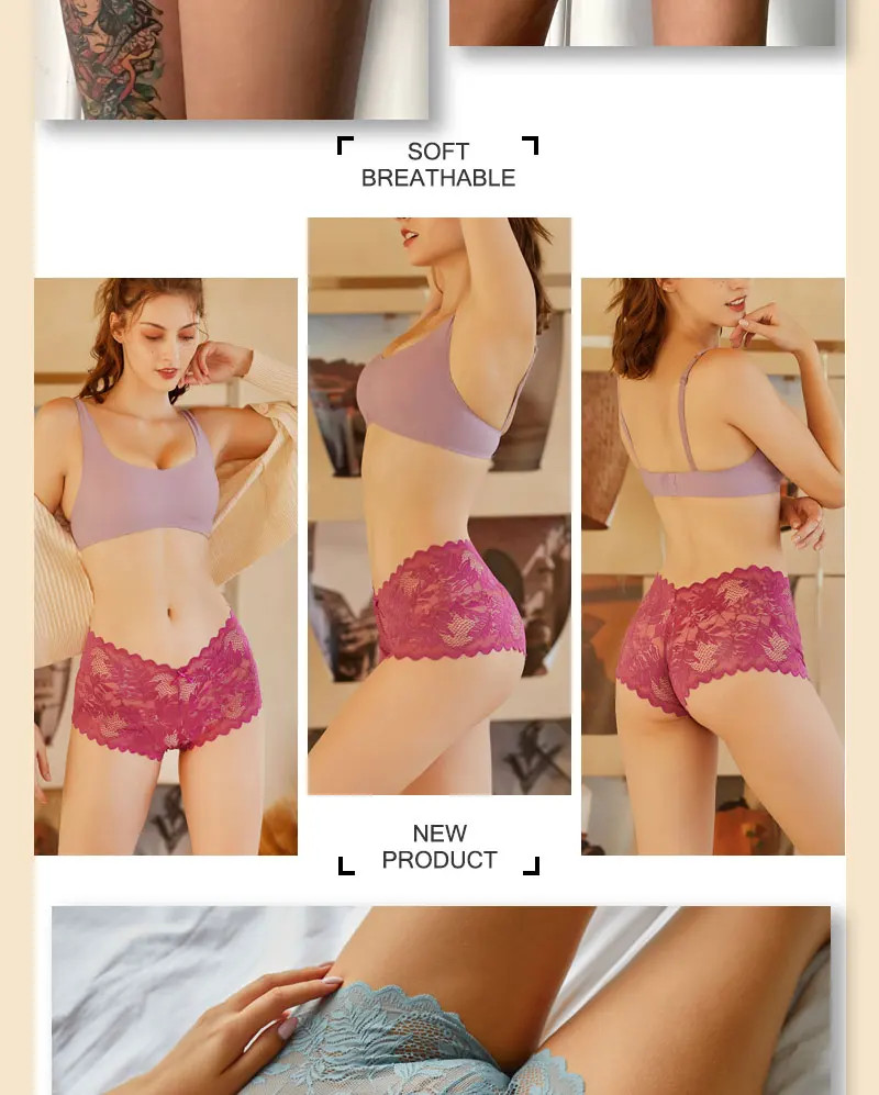 8 Pack Women Lace Boyshort Panties Floral Low Rise Soft Stretch Briefs Underwear