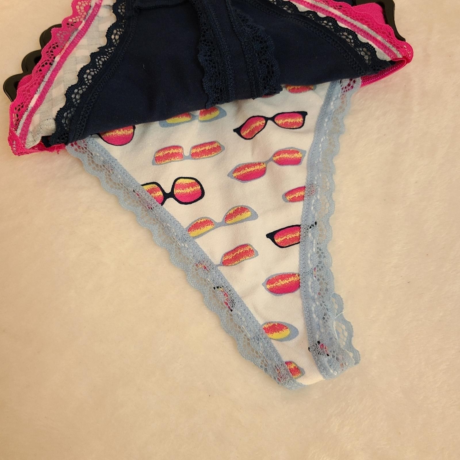 Walmart 3pk Summer Cotton & Lace Thong Panties Size Sm