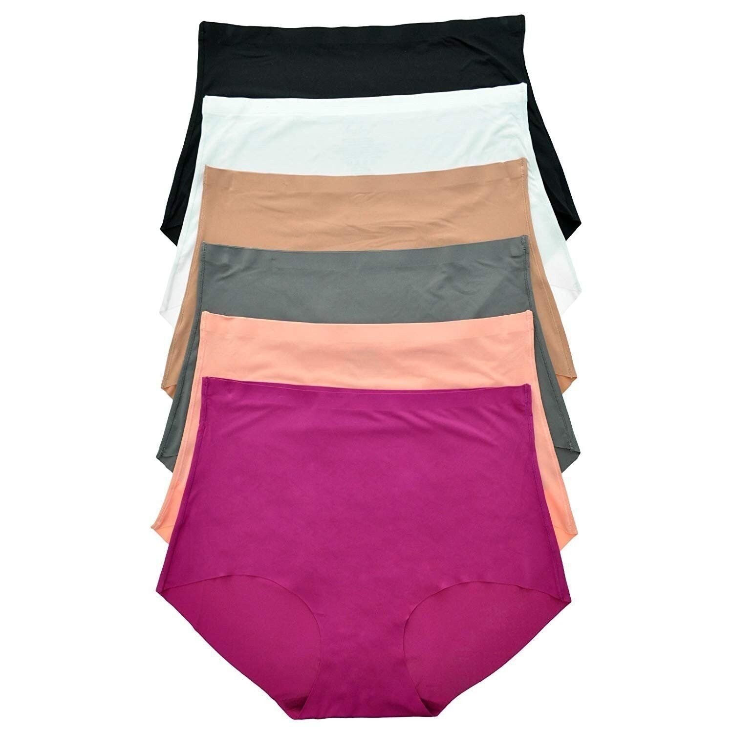 ToBeInStyle Women’s 6 Pack High Waisted Seamless Basic Laser Cut Panties