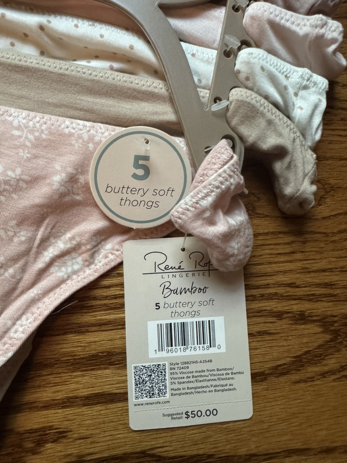 Rene Rofe’ 5 Bamboo Buttery Soft Thongs/Panties/Underwear. Sz M. NWT!