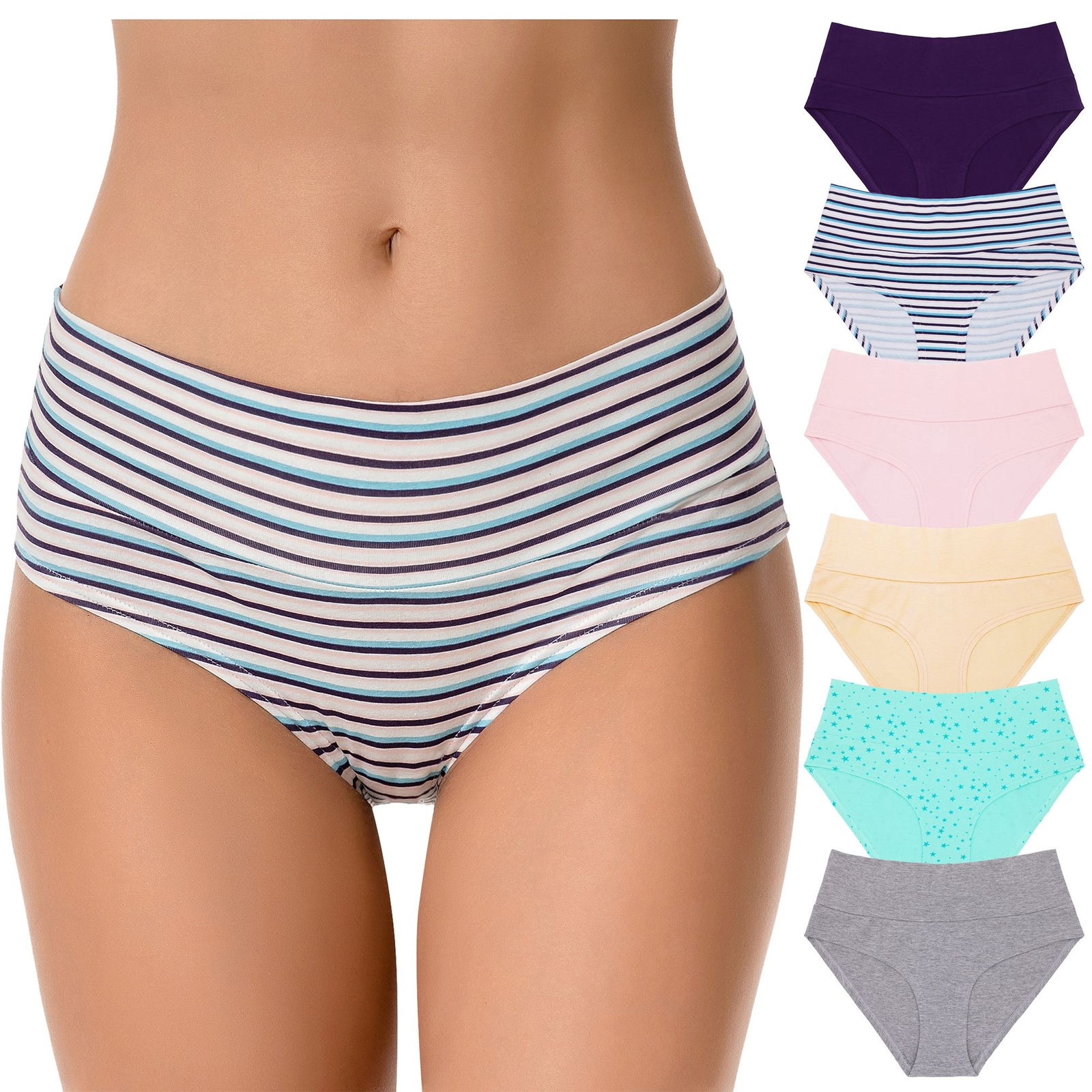Curve Muse Women’s 100% Cotton Bikini Briefs Panties Underwear 6 Pack