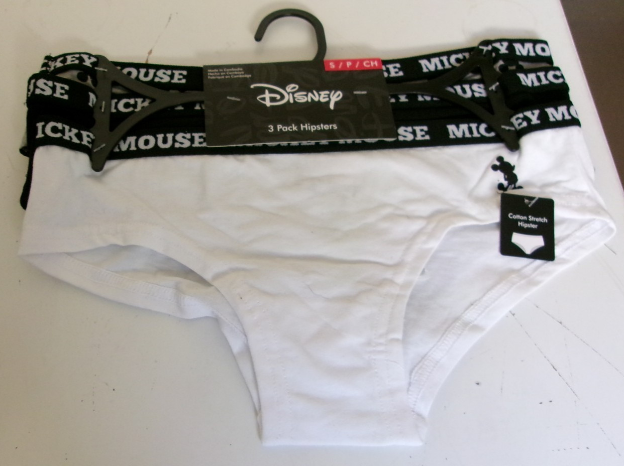 Three Disney Mickey Mouse Hipsters Size Small Multi color 95% Cotton