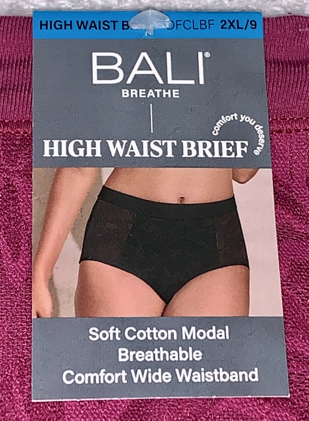 BALI Breathe Cotton Modal Lace Deep Cerise Pink Brief Panty Womens M 6 XL 2XL 9