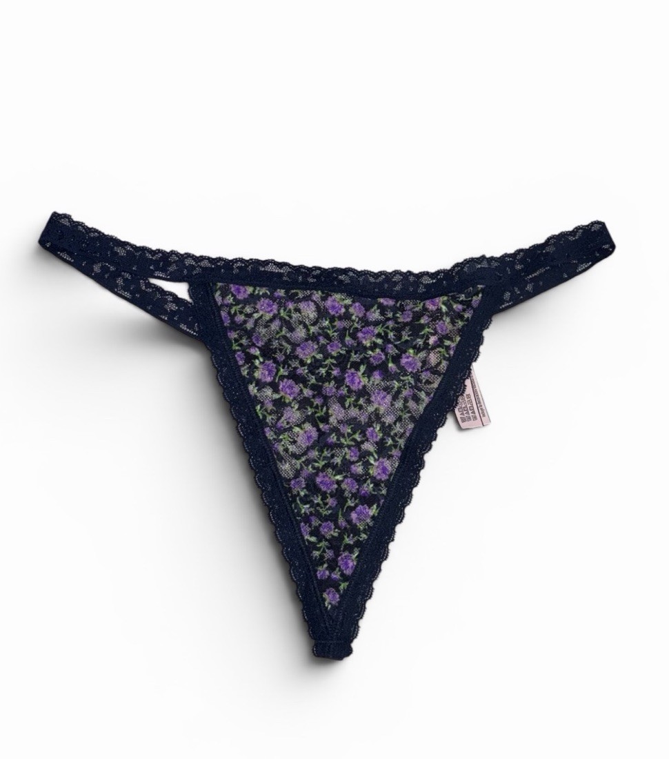 Victoria’s Secret Floral Thong Panty Lace Size Large Nwt